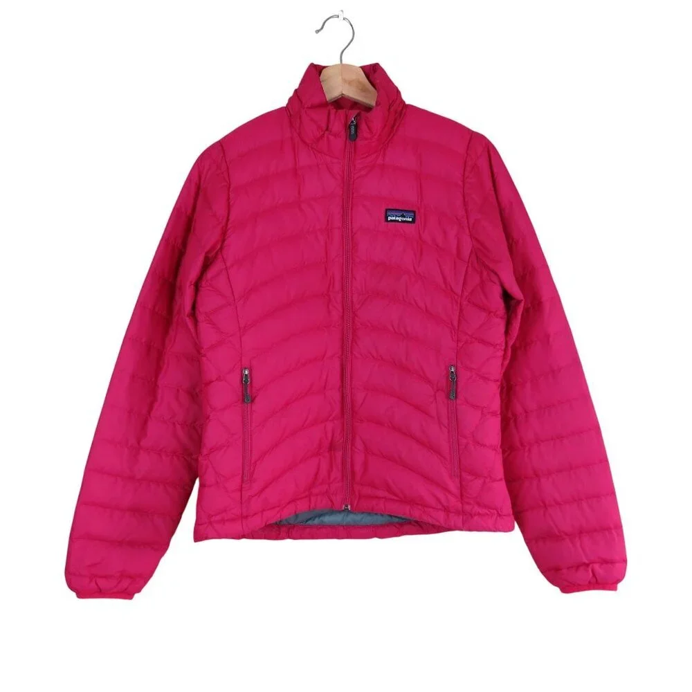 PATAGONIA Women's Cherry Red Down Sweater Puffer Jacket Size XS Lightweight